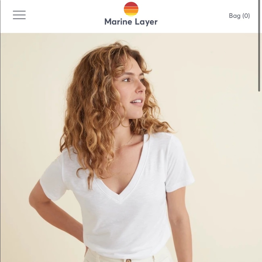 Marine Layers Women’s V-neck Tee in White